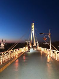 View of suspension bridge over river