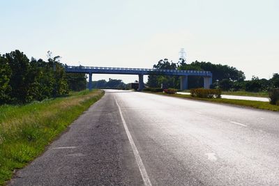 Empty road along trees