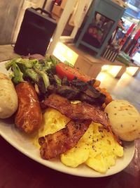 Close-up of meal served in plate