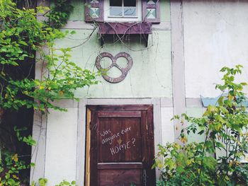 Closed door of house