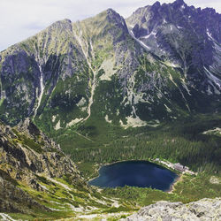 Scenic view of lake and mountains