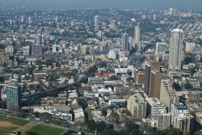 High angle view of buildings in city