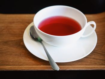 Tea cup on table