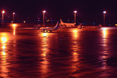 View of illuminated city at night