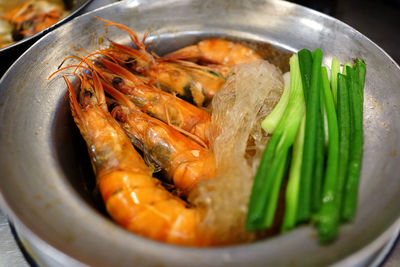 High angle view of food in bowl