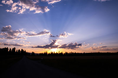 Scenic view of silhouette landscape against sky at sunset