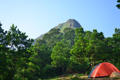 Scenic view of mountains against clear sky