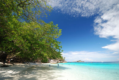 Scenic view of sea against cloudy sky
