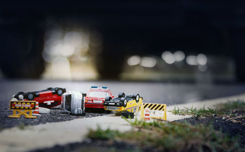 Close-up of toy car on table