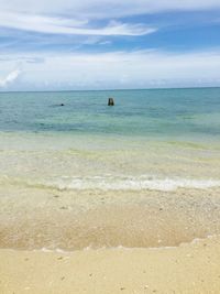 Scenic view of sea against cloudy sky