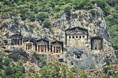 Historic buildings in rocky mountains