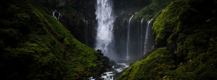 Scenic view of waterfall in forest