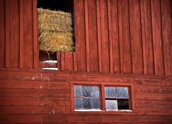 Closed wooden door of house