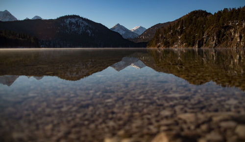 Reflection of mountains in lake against sky