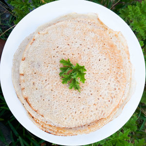 High angle view of food in plate