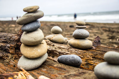 Stack of pebbles on beach