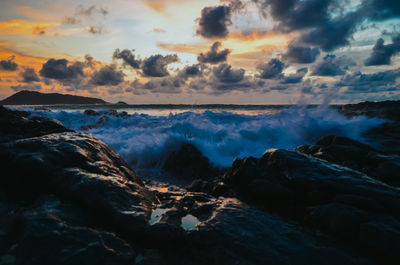 Scenic view of sea against sky during sunset