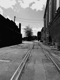 View of railroad tracks in city