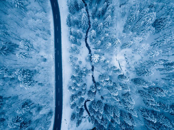 Close-up of snow on water