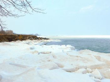 Scenic view of sea against clear sky