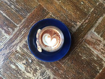 High angle view of coffee on table