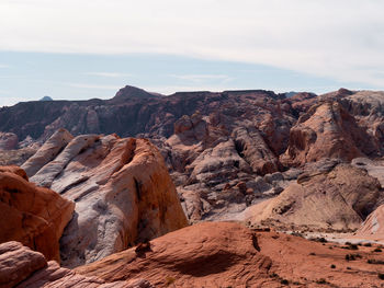 Rock formations on landscape against sky