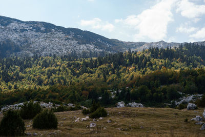 Scenic view of mountains against sky