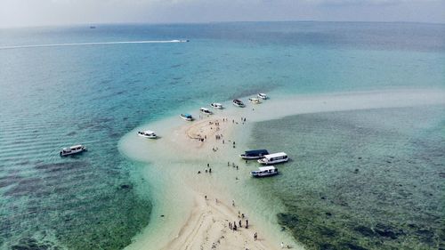 High angle view of people on beach