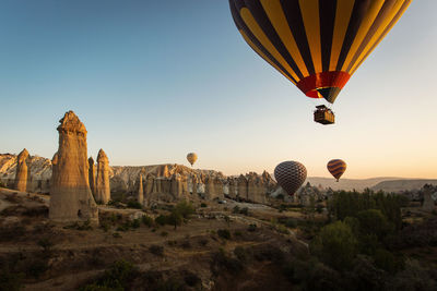 Hot air balloons flying in sky