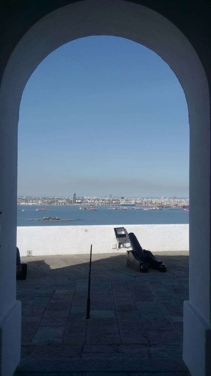 SCENIC VIEW OF SEA AGAINST SKY SEEN FROM ARCH