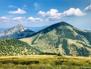 Scenic view of mountains against sky