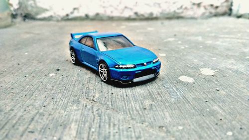 Close-up of toy car on table