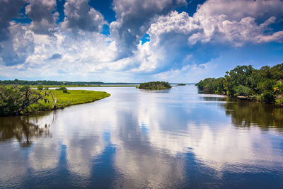 Scenic view of lake against sky