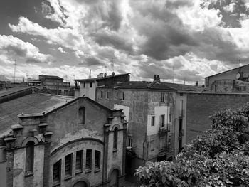 Low angle view of residential buildings against sky