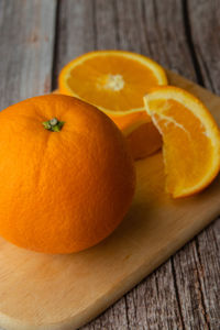 High angle view of orange on table