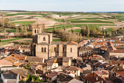 High angle view of townscape against sky