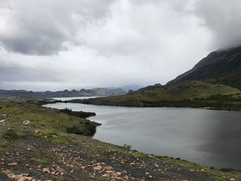 Scenic view of lake against sky