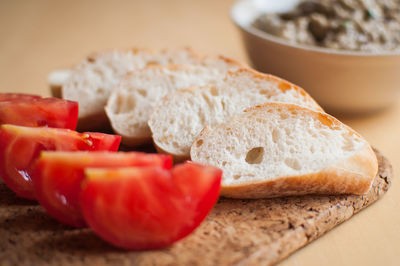 Close-up of breakfast on table