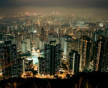 Illuminated cityscape at night