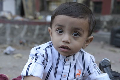 Close-up portrait of cute boy