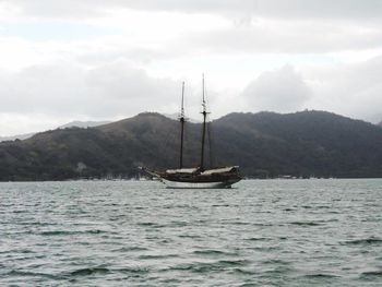 Boat sailing in sea