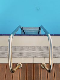 High angle view of swimming pool by sea against sky