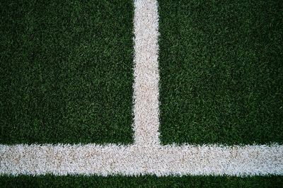 High angle view of marking on playing field