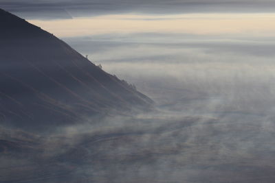 Misty morning of bromo tengger semeru national park, indonesia