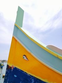 Low angle view of boat against sky