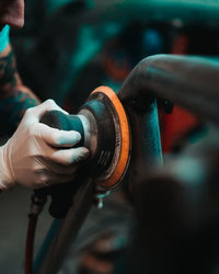 Close-up of hands working