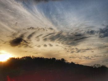 Low angle view of silhouette trees against sky during sunset