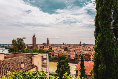 View of the old town of verona in italy.