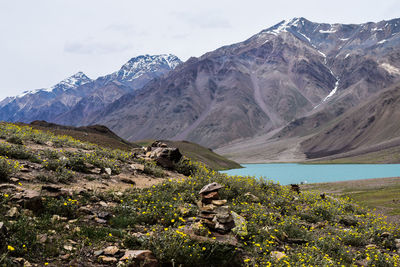 Scenic view of mountains against sky