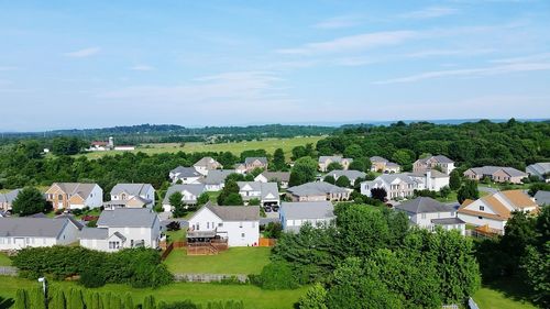 High angle view of residential buildings